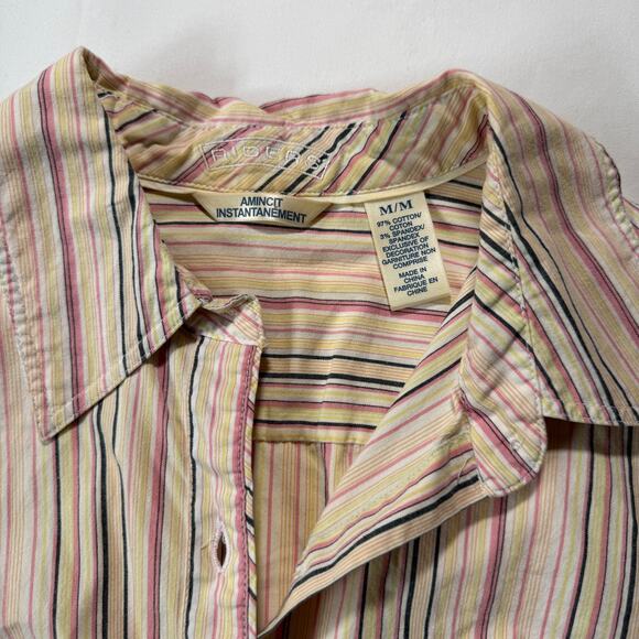 Riders by Lee Pastel Striped Button-Up Shirt Size M 3/4 Sleeves - Picture 2 of 5